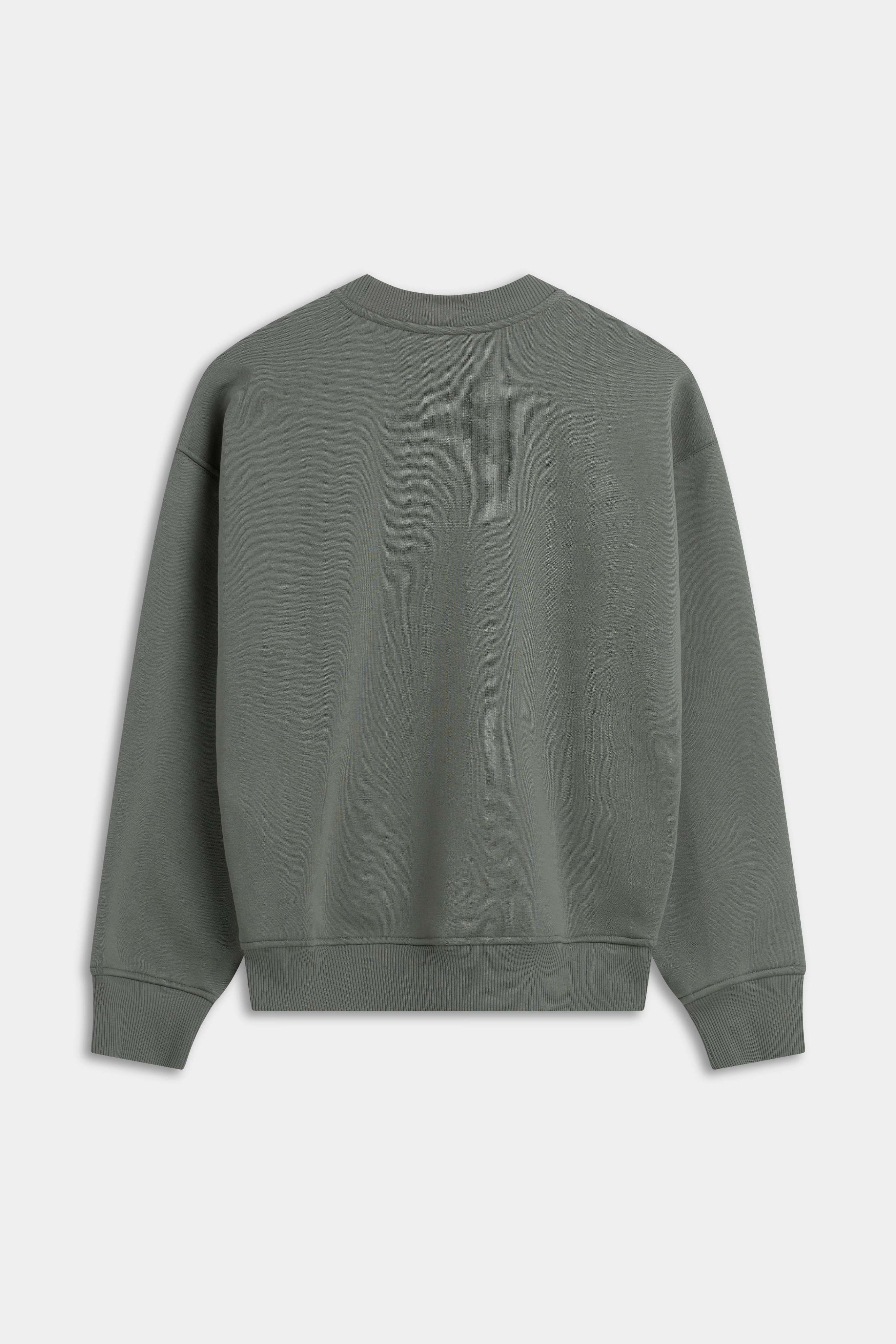 Back view of the CASPARA CS crewneck sweatshirt in khaki.
